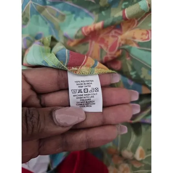 Indulge Style Deep Double V-Neck Green Smocked Floral Maxi Dress Size XL - Picture 7 of 7